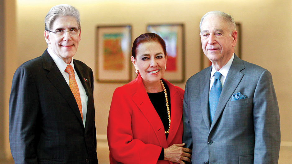 Ever Brighter was powered by historic donations, such as a $100 million gift from longtime philanthropists Dr. Phillip and Patricia Frost, pictured here with Juilo Frenk.