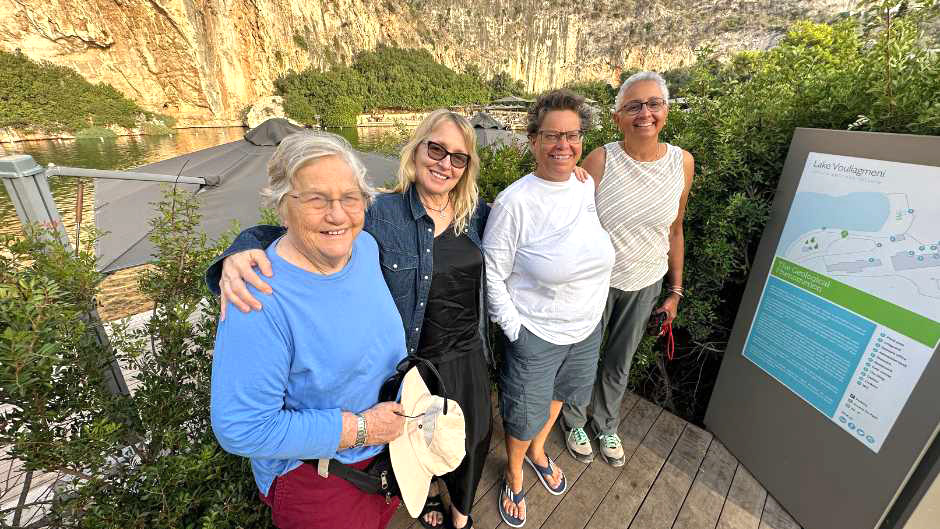 Left to right, Barbara Bisno, Pamela Dickson, Victoria Luther, and Bindu Rammohan met five years ago at OLLI and have been traveling the world together ever since. Photo courtesy of Victoria Luther.